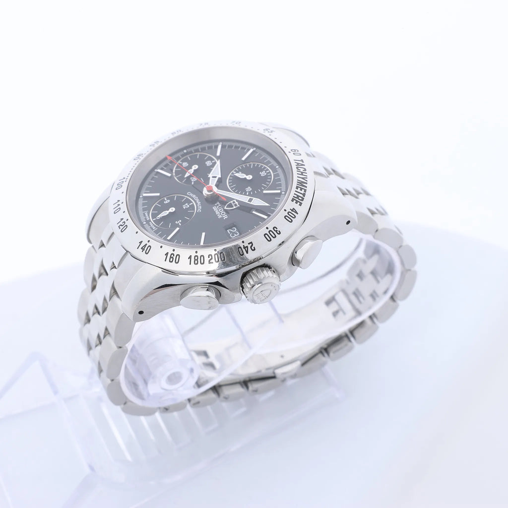 Tudor Chronautic 79380P 832584 SS AT Watch with Black Dial