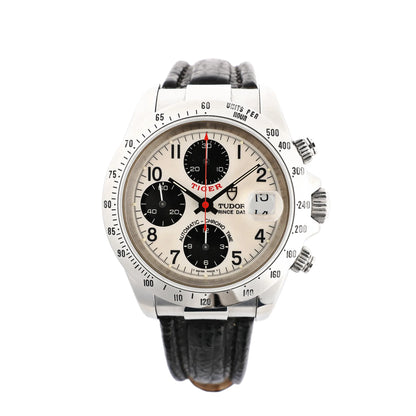 Tudor Prince Tiger Chrono 79280P SS Leather AT Watch with Silver Dial