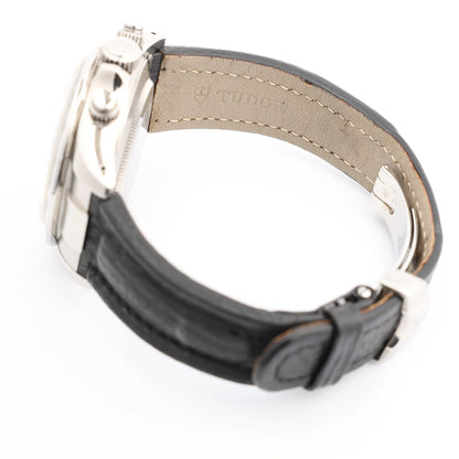 Tudor Prince Tiger Chrono 79280P SS Leather AT Watch with Silver Dial