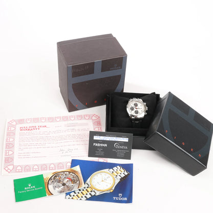 Tudor Prince Tiger Chrono 79280P SS Leather AT Watch with Silver Dial