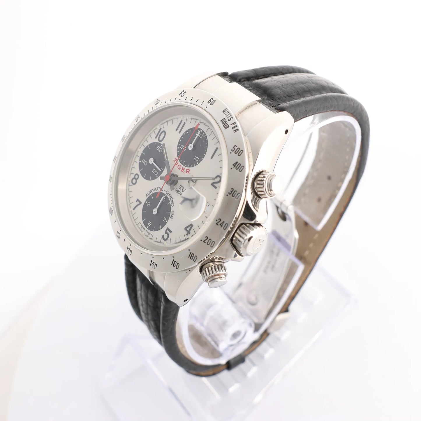 Tudor Prince Tiger Chrono 79280P SS Leather AT Watch with Silver Dial