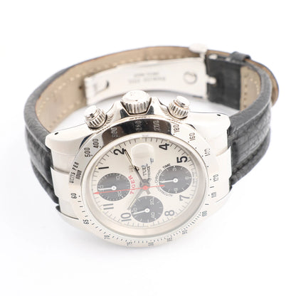 Tudor Prince Tiger Chrono 79280P SS Leather AT Watch with Silver Dial