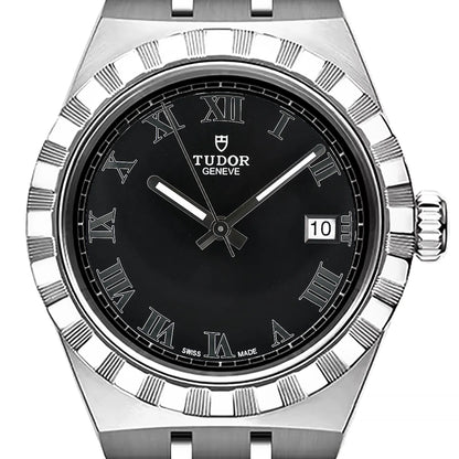 Tudor Royal 28500 50DM441 SS AT Uhr mit schwarzem Zifferblatt