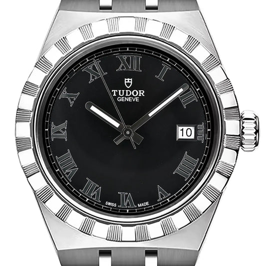 Tudor Royal 28500 50DM441 SS AT Uhr mit schwarzem Zifferblatt