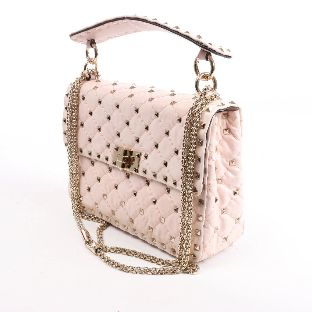Valentino Garavani Rockstud Spike Leather 2Way Shoulder Bag in Pink