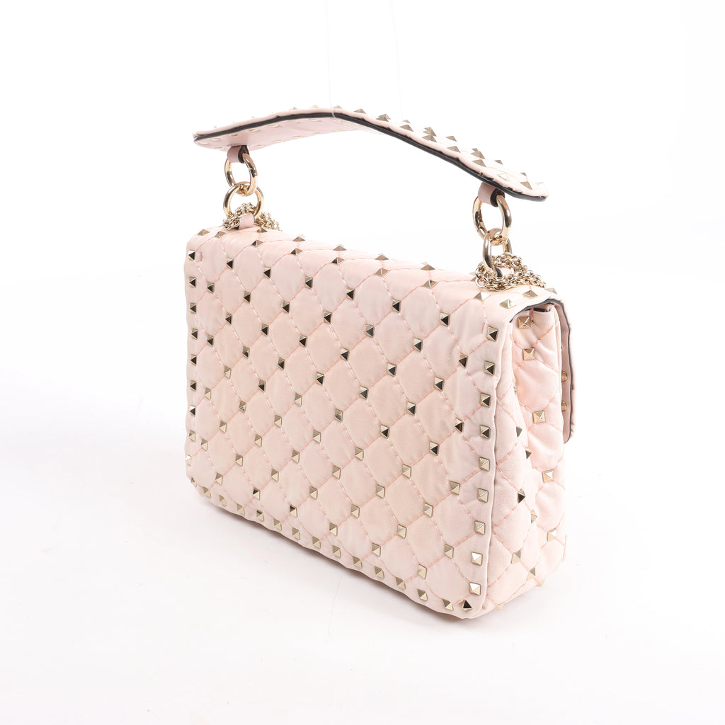 Valentino Garavani Rockstud Spike Leather 2Way Shoulder Bag in Pink