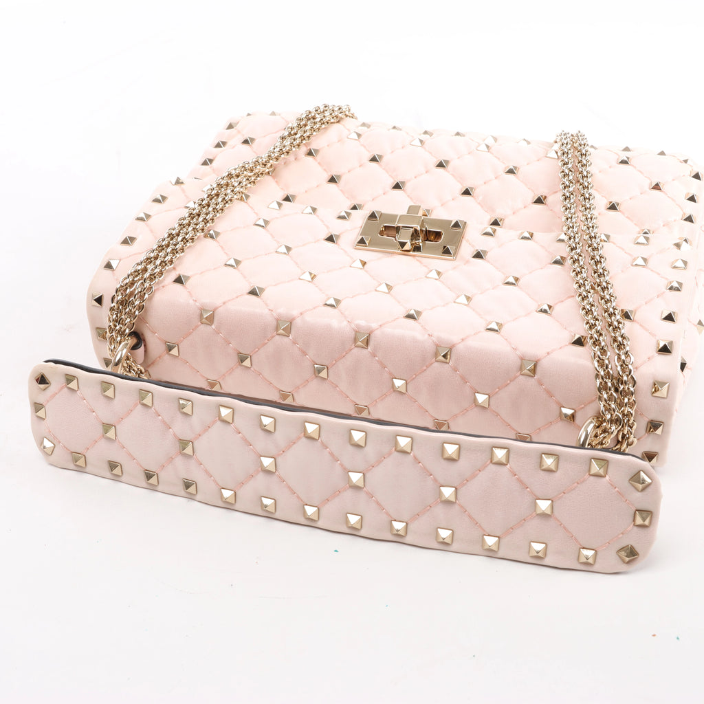 Valentino Garavani Rockstud Spike Leather 2Way Shoulder Bag in Pink