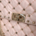 Valentino Garavani Rockstud Spike Leather 2Way Shoulder Bag in Pink