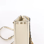 Bolso de hombro Valentino Garavani VLTN de lona y piel en beige y negro