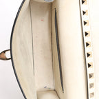 Bolso de hombro Valentino Garavani VLTN de lona y piel en beige y negro