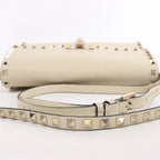 Bolso de hombro Valentino Garavani VLTN de lona y piel en beige y negro