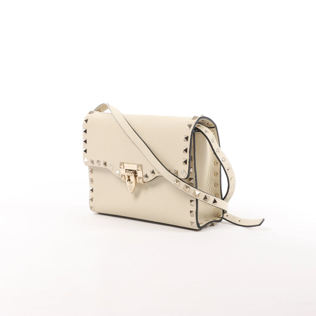 Bolso de hombro Valentino Garavani VLTN de lona y piel en beige y negro