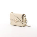 Bolso de hombro Valentino Garavani VLTN de lona y piel en beige y negro