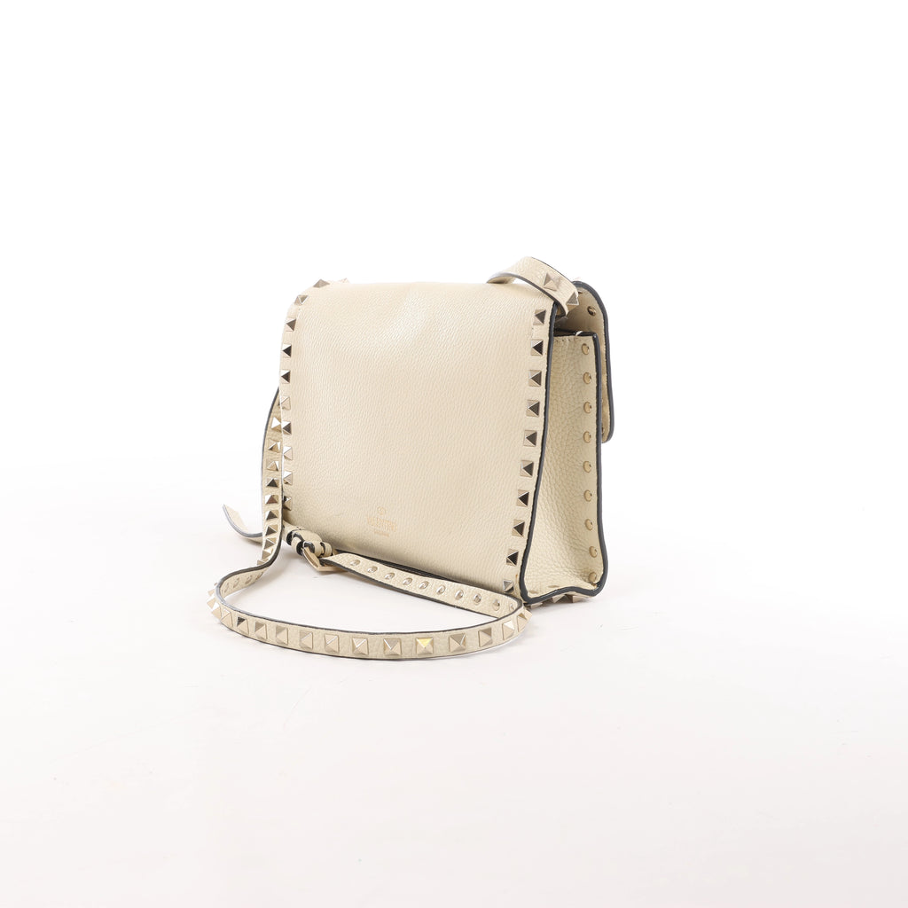 Bolso de hombro Valentino Garavani VLTN de lona y piel en beige y negro