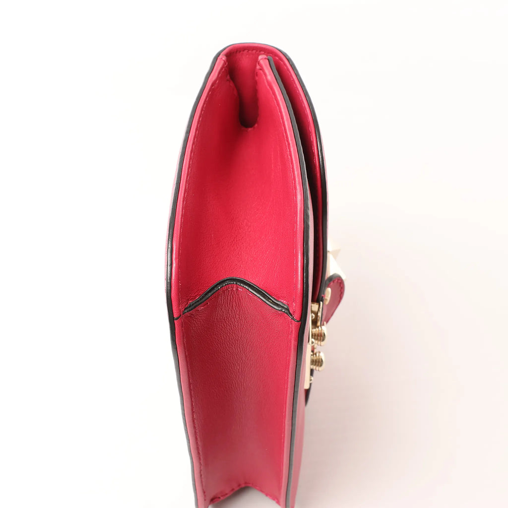 Valentino Rockstud Glam Lock Leather Chain Crossbody Bag in Pink