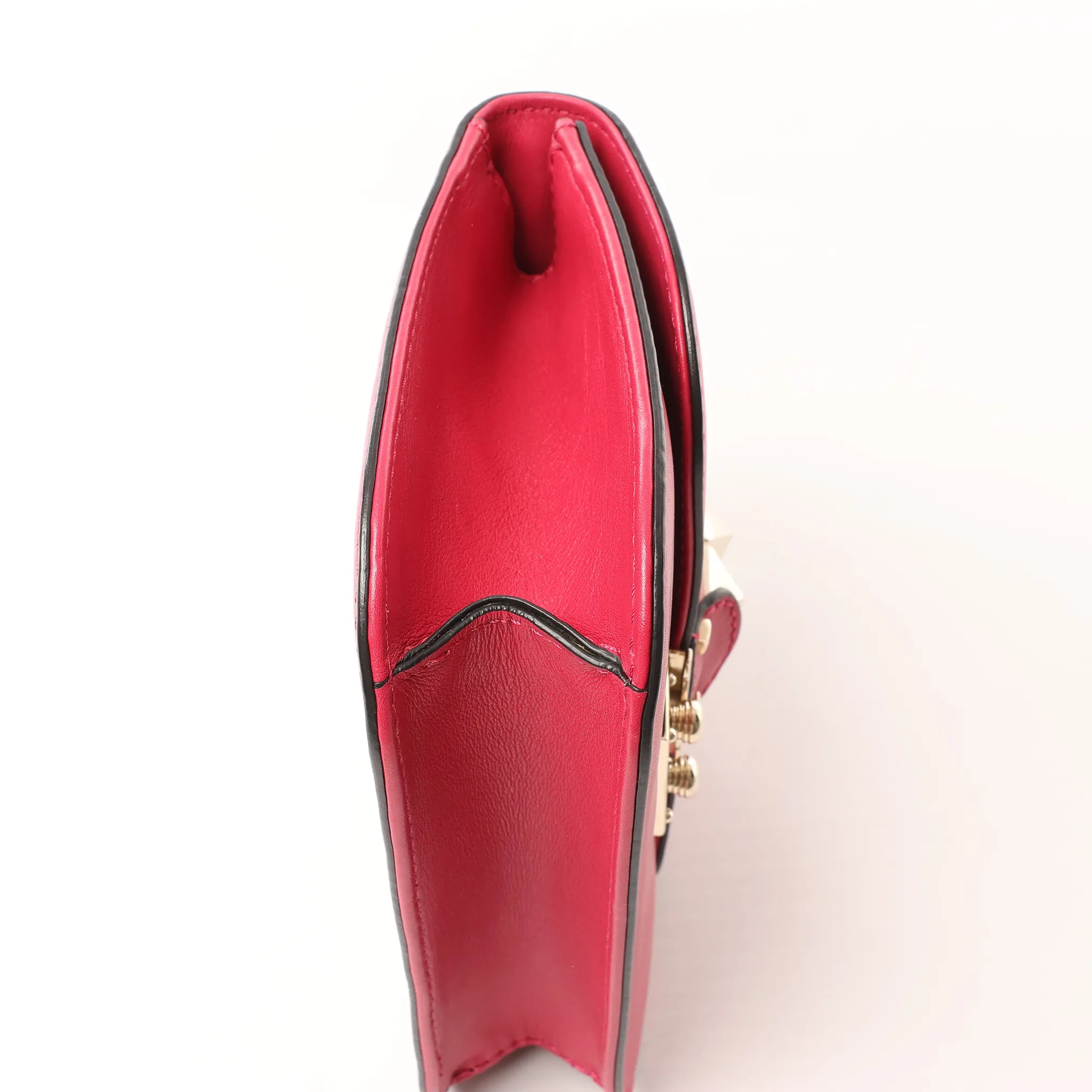 Valentino Rockstud Glam Lock Leather Chain Crossbody Bag in Pink