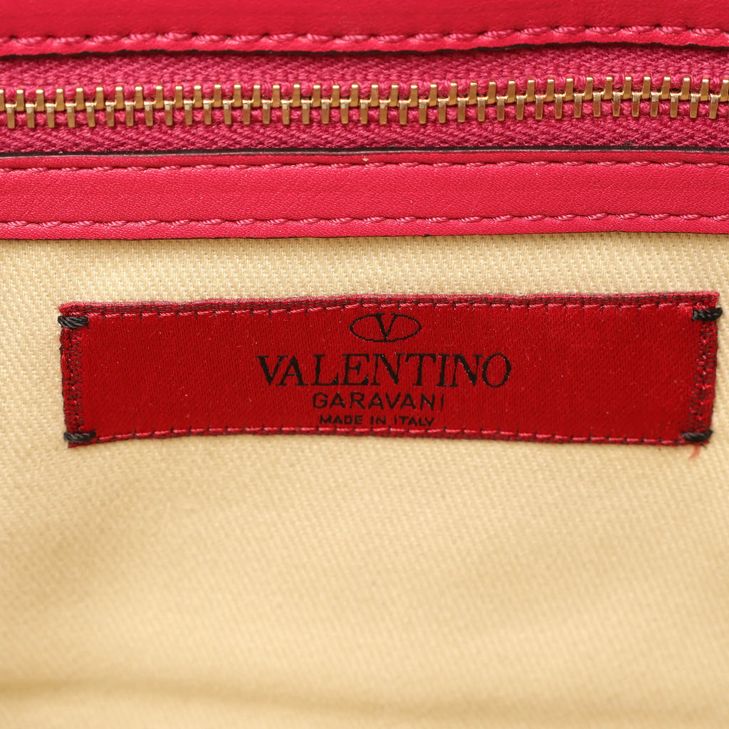 Valentino Rockstud Glam Lock Leather Chain Crossbody Bag in Pink