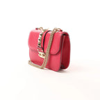 Valentino Rockstud Glam Lock Leather Chain Crossbody Bag in Pink