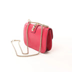 Valentino Rockstud Glam Lock Leather Chain Crossbody Bag in Pink