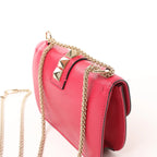 Valentino Rockstud Glam Lock Leather Chain Crossbody Bag in Pink