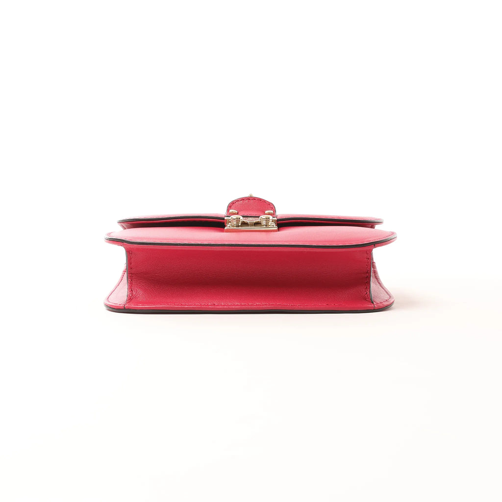 Valentino Rockstud Glam Lock Leather Chain Crossbody Bag in Pink