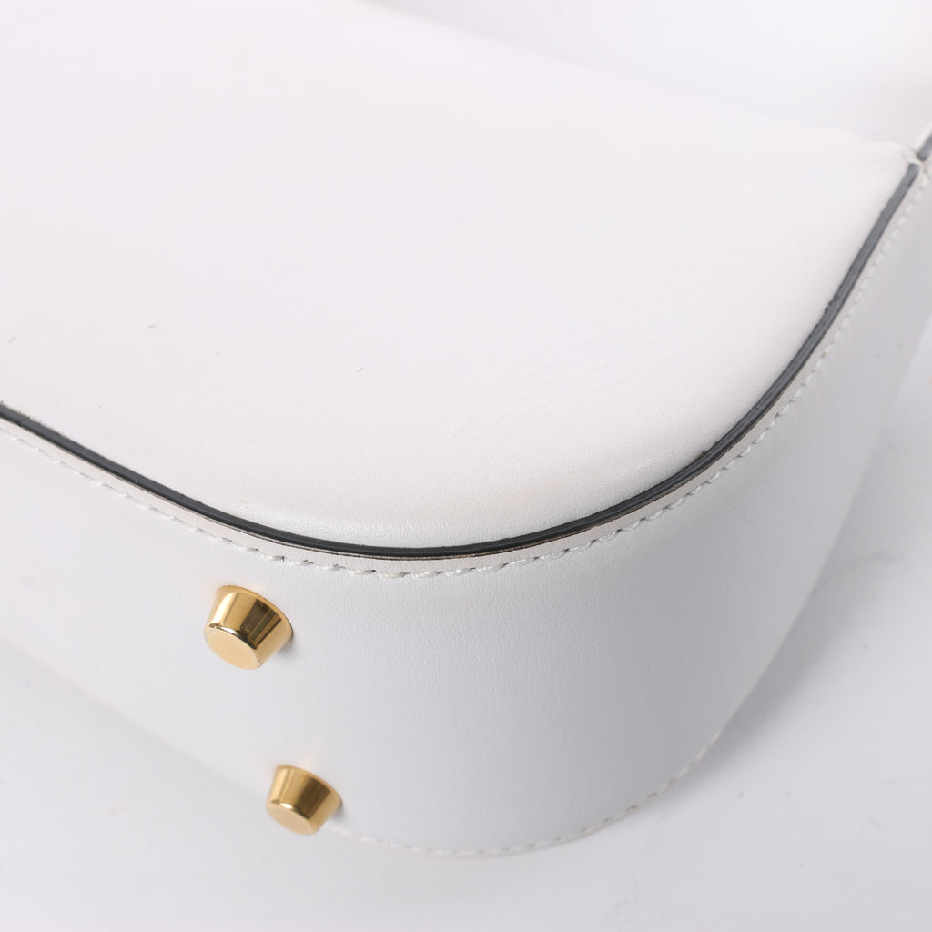 Valentino Garavani V logo Leather Shoulder bag in White