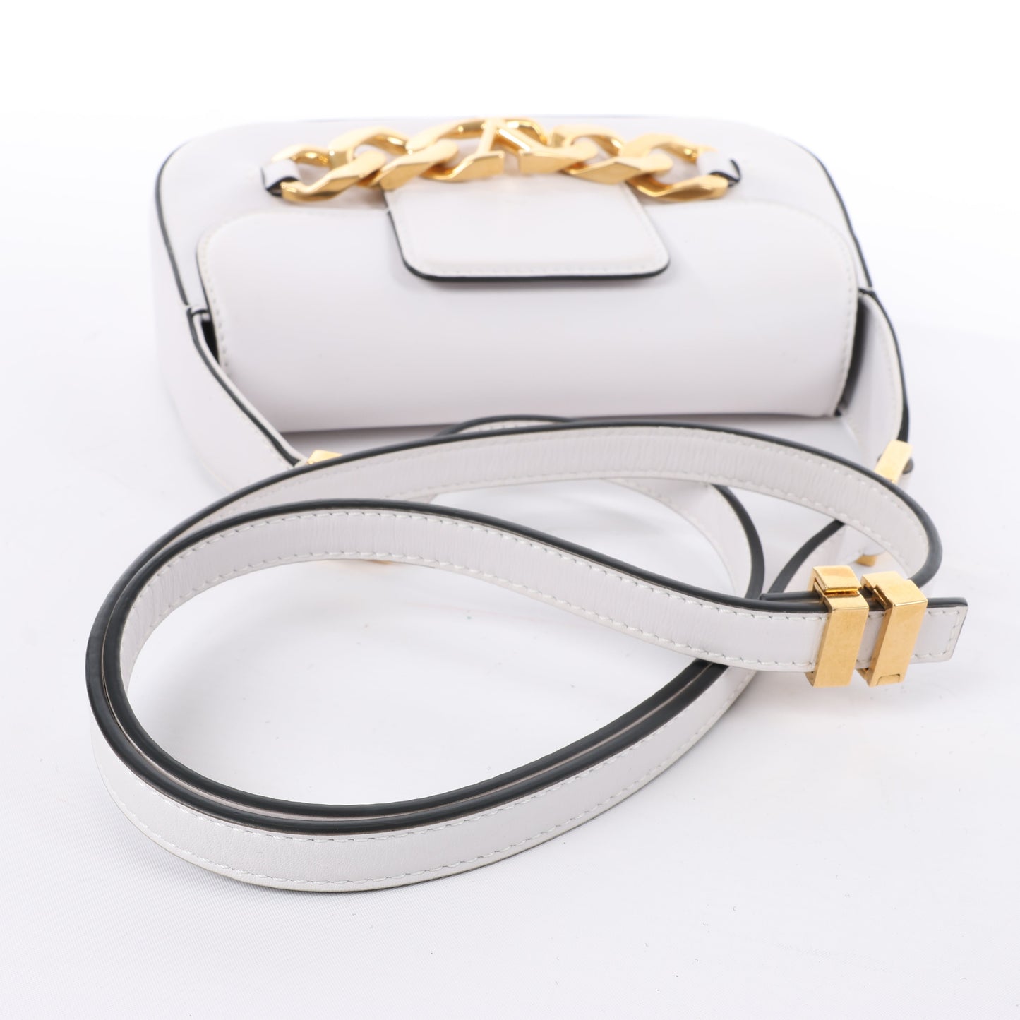 Valentino Garavani V logo Leather Shoulder bag in White