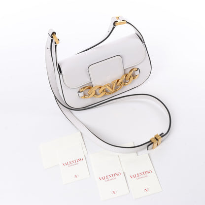 Valentino Garavani V logo Leather Shoulder bag in White
