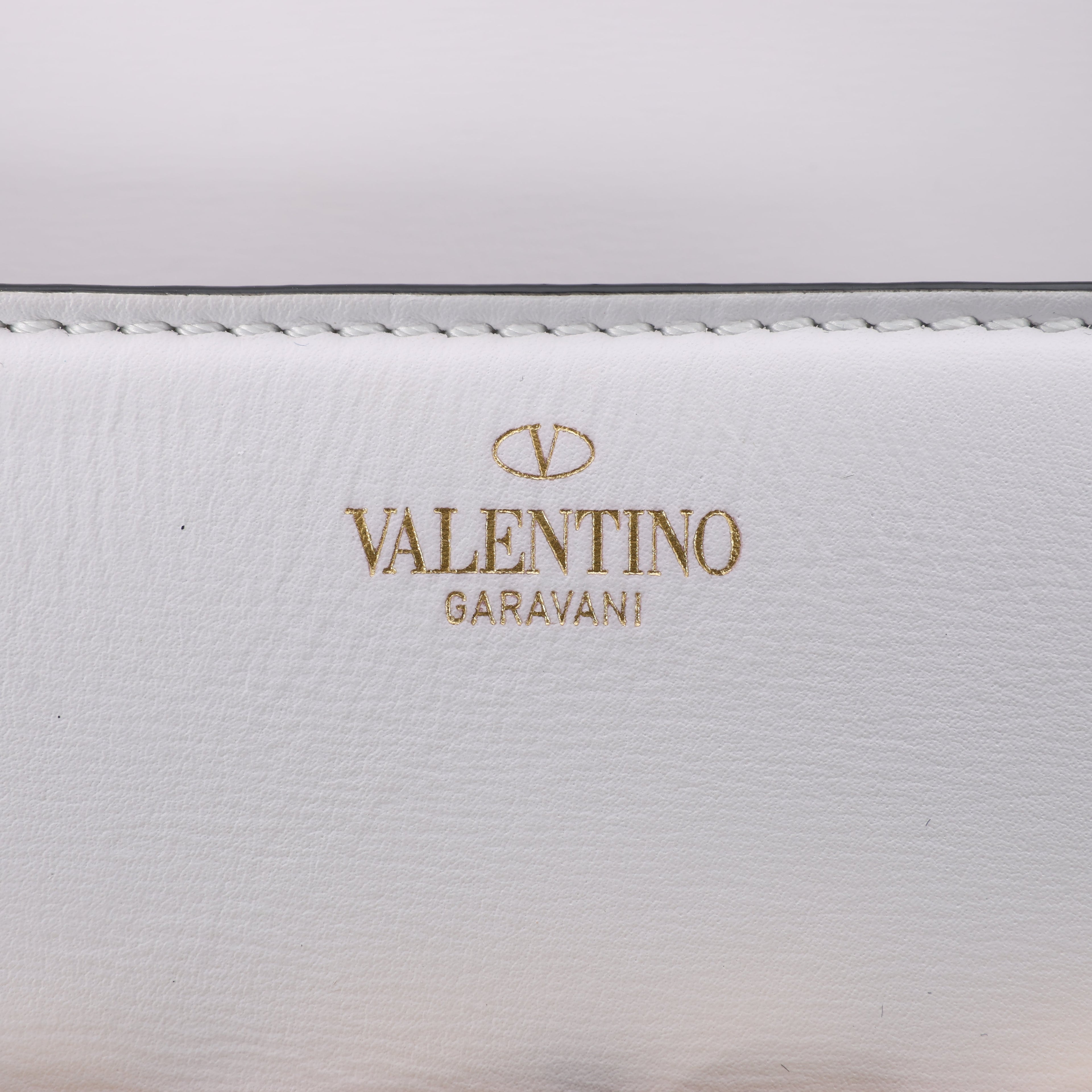 Valentino Garavani V logo Leather Shoulder bag in White