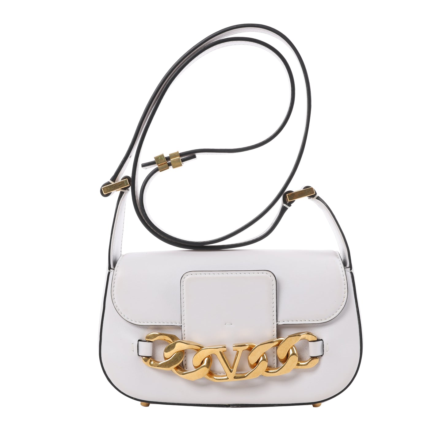 Valentino Garavani V logo Leather Shoulder bag in White