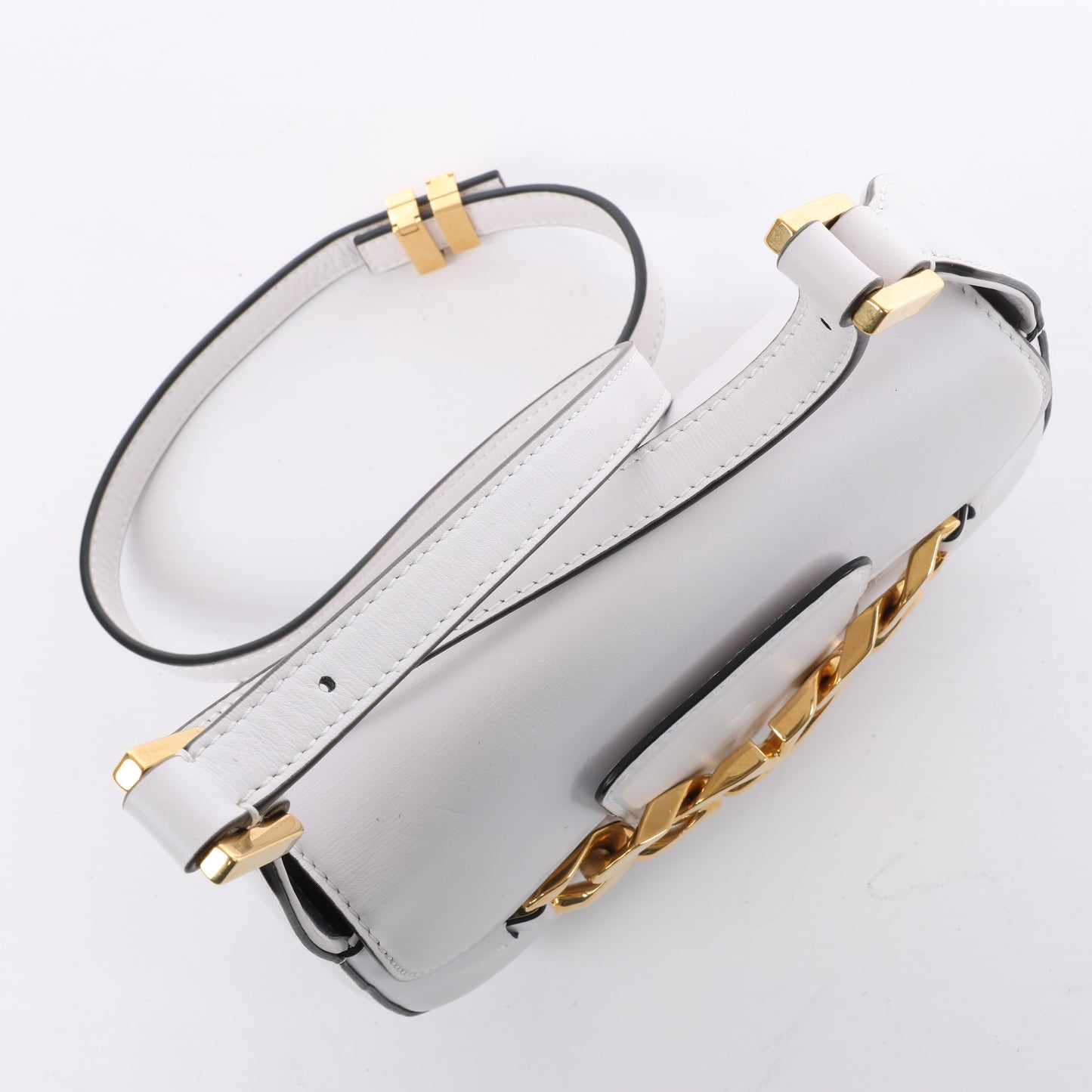 Valentino Garavani V logo Leather Shoulder bag in White