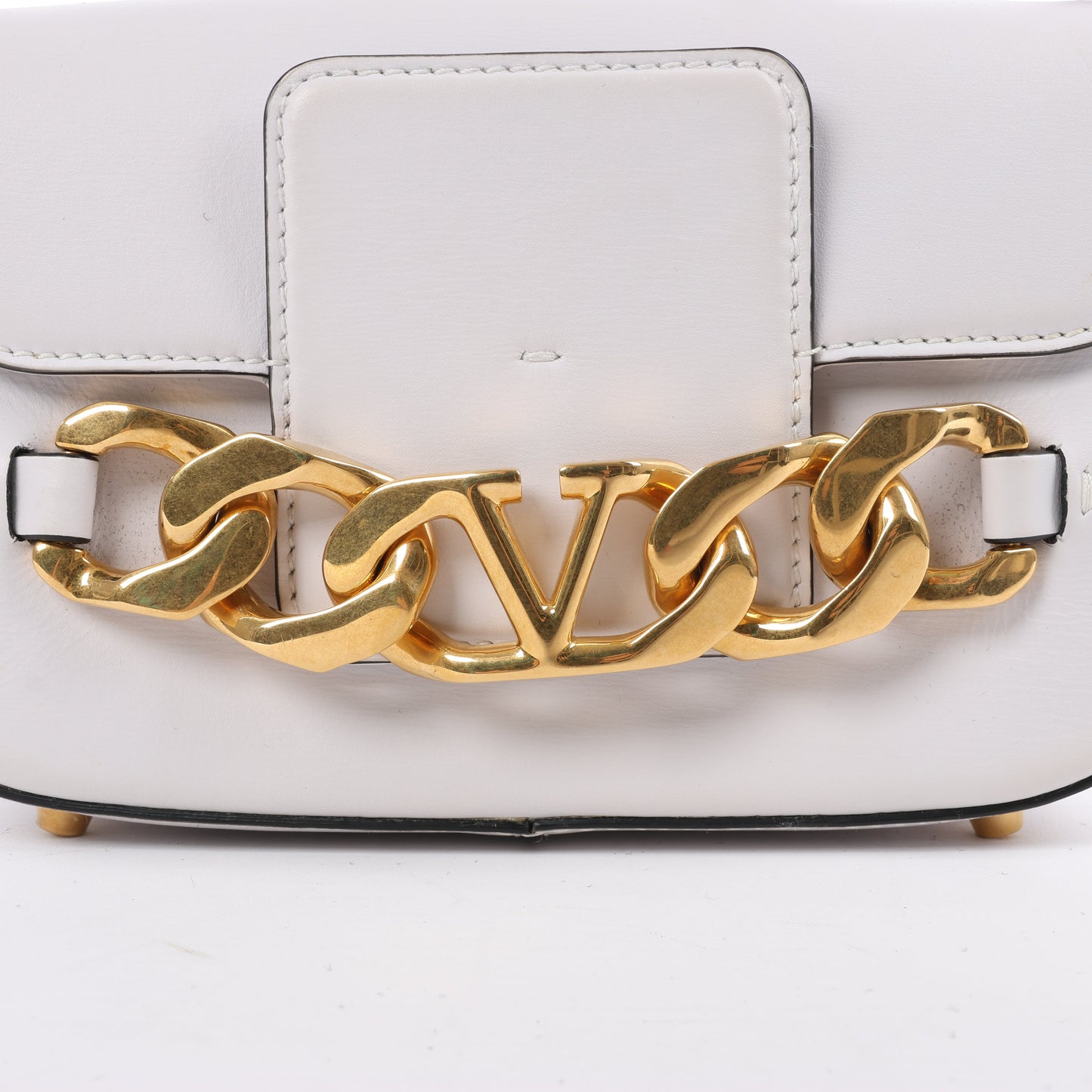 Valentino Garavani V logo Leather Shoulder bag in White