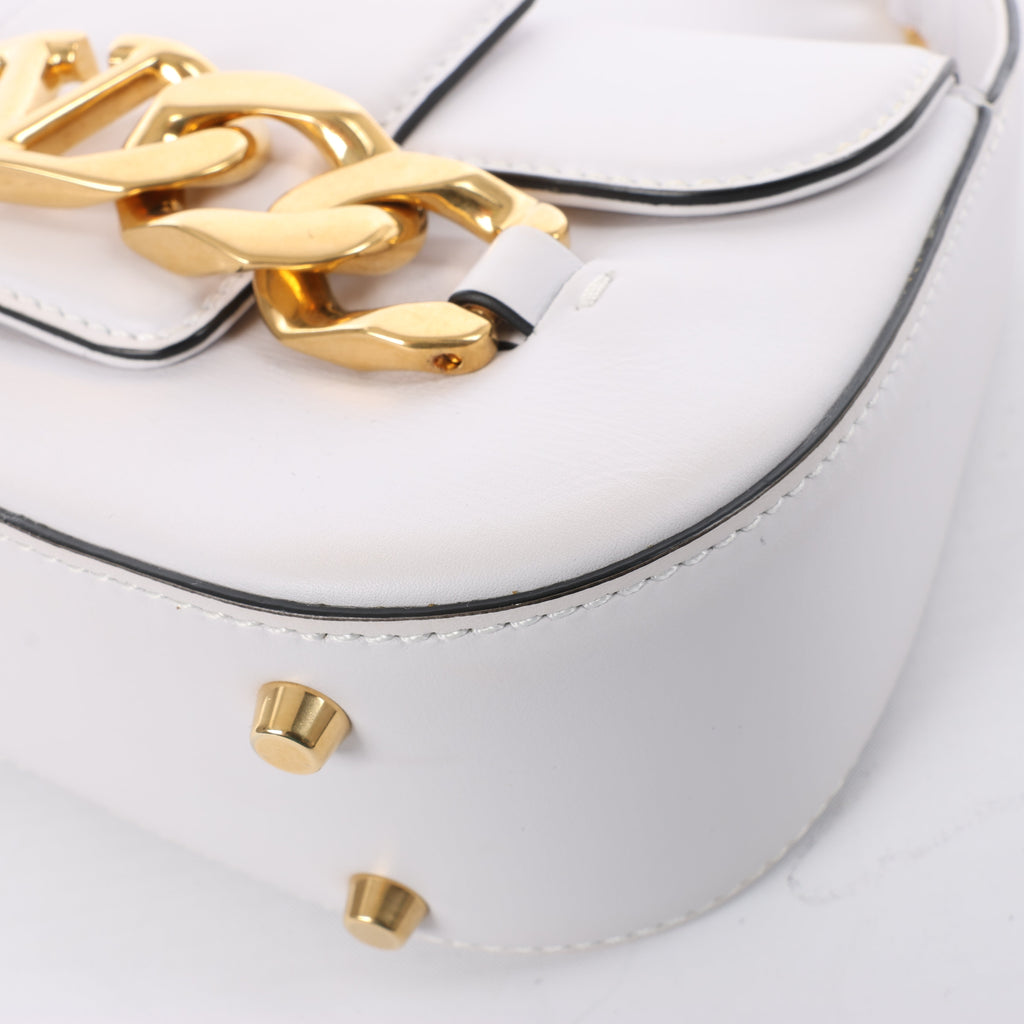Valentino Garavani V logo Leather Shoulder bag in White