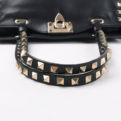 Valentino Garavani Rockstud Leather 2Way Handbag in Black
