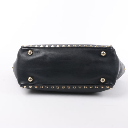 Valentino Garavani Rockstud Leather 2Way Handbag in Black
