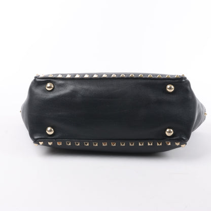 Sac à main Valentino Garavani Rockstud en cuir noir à double compartiment