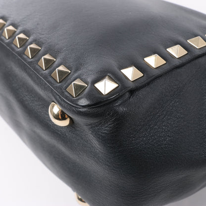 Sac à main Valentino Garavani Rockstud en cuir noir à double compartiment