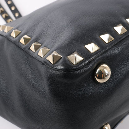 Sac à main Valentino Garavani Rockstud en cuir noir à double compartiment