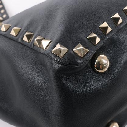 Valentino Garavani Rockstud Leather 2Way Handbag in Black