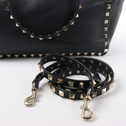 Sac à main Valentino Garavani Rockstud en cuir noir à double compartiment