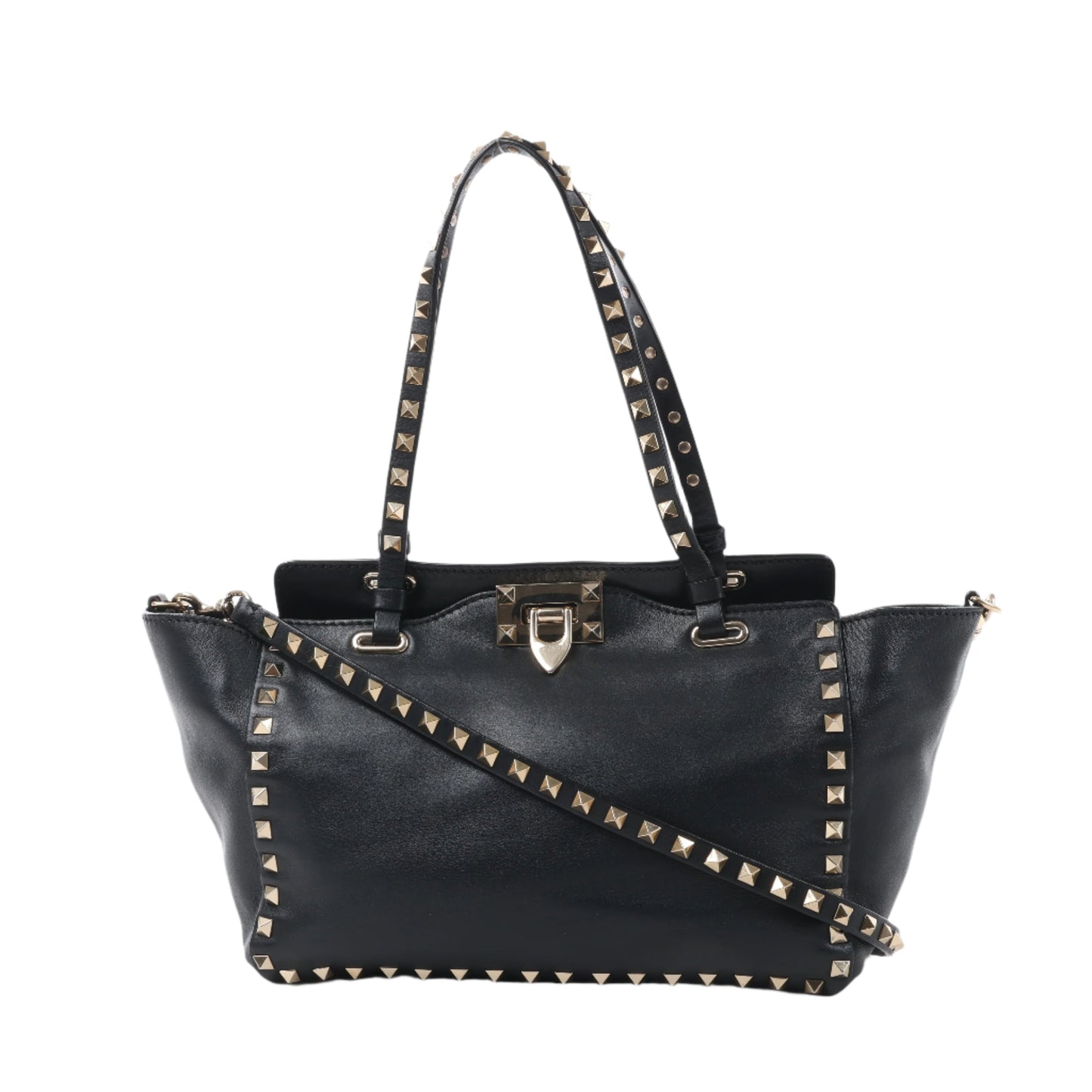 Sac à main Valentino Garavani Rockstud en cuir noir à double compartiment