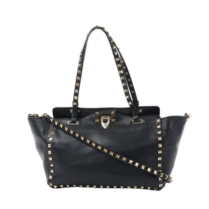 Sac à main Valentino Garavani Rockstud en cuir noir à double compartiment