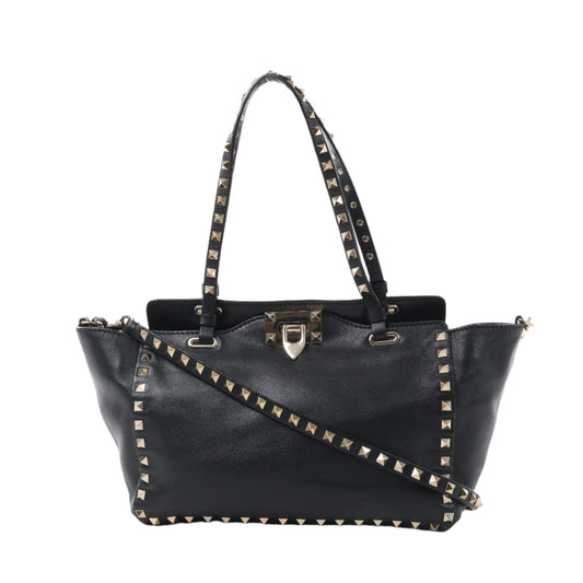 Sac à main Valentino Garavani Rockstud en cuir noir à double compartiment
