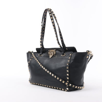 Sac à main Valentino Garavani Rockstud en cuir noir à double compartiment