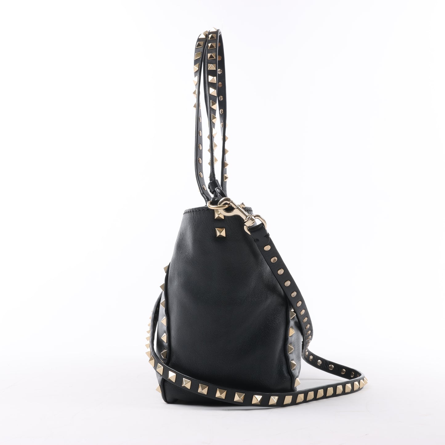 Valentino Garavani Rockstud Leather 2Way Handbag in Black