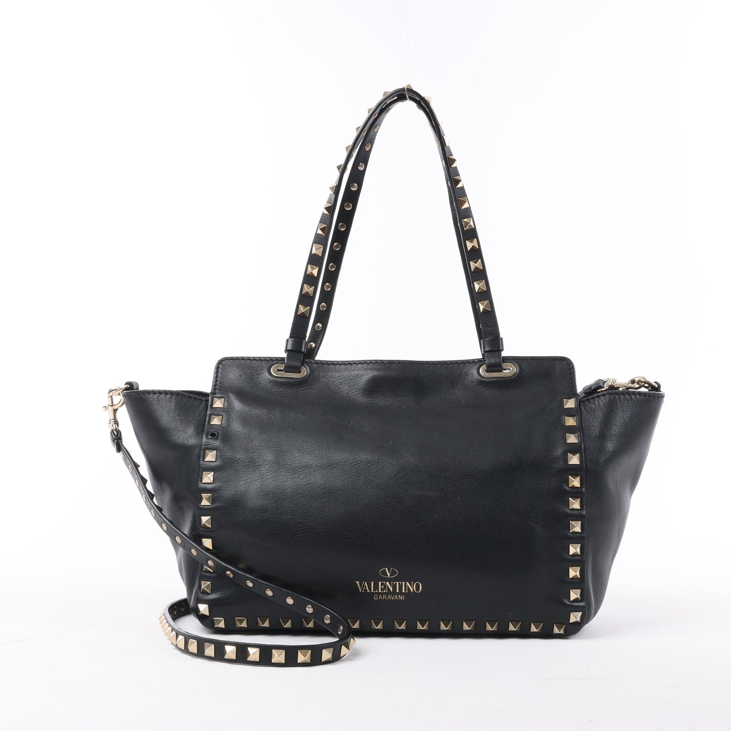 Sac à main Valentino Garavani Rockstud en cuir noir à double compartiment