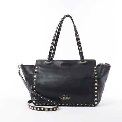 Sac à main Valentino Garavani Rockstud en cuir noir à double compartiment