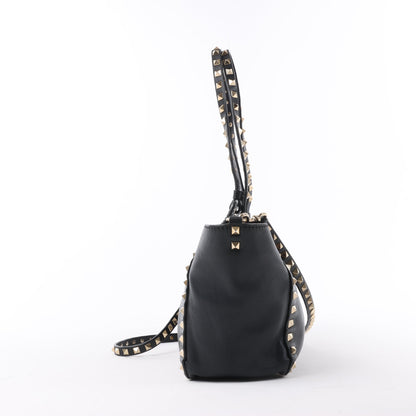 Sac à main Valentino Garavani Rockstud en cuir noir à double compartiment