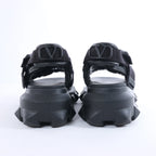 Valentino Garavani Rockstuds Leather x Fabric Sandals in Black TXF42Y2, Size EU 42