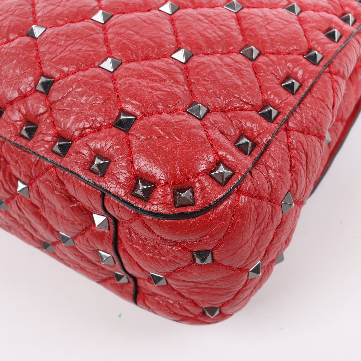Valentino Rockstud Spike Chain 2Way Shoulder Bag in Red